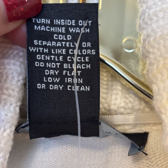 Joan Vass Ribbed Hem Open Front Cardigan Large Acrylic Rayon Blend White - Picture 11 of 12